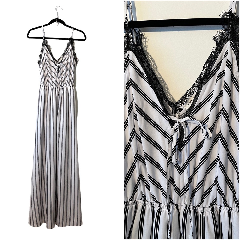 Main Strip Black & White Striped Maxi Dress